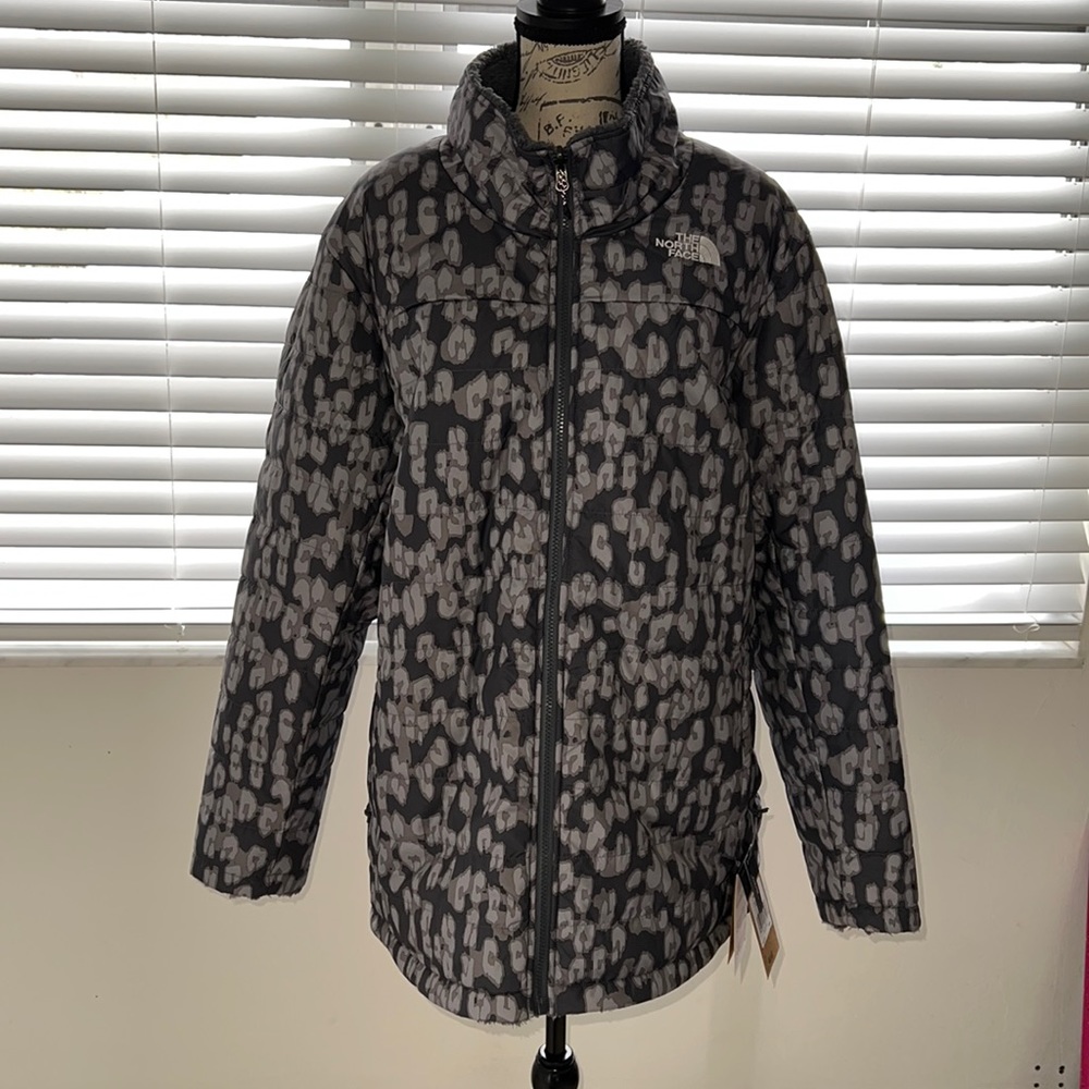 Plus size The North Face fleece lined leopard coat